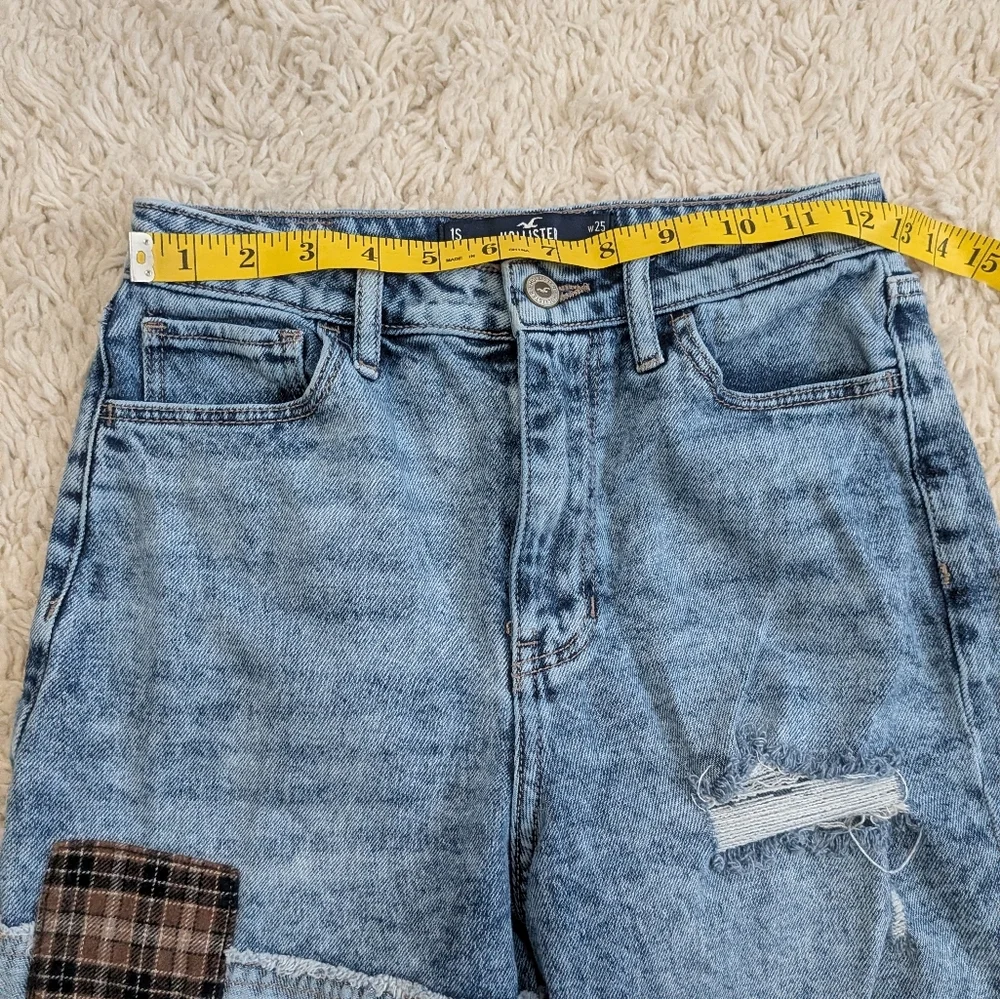 Hollister Ultra Highrise Mom Y2K Distressed Patchwork Jeans